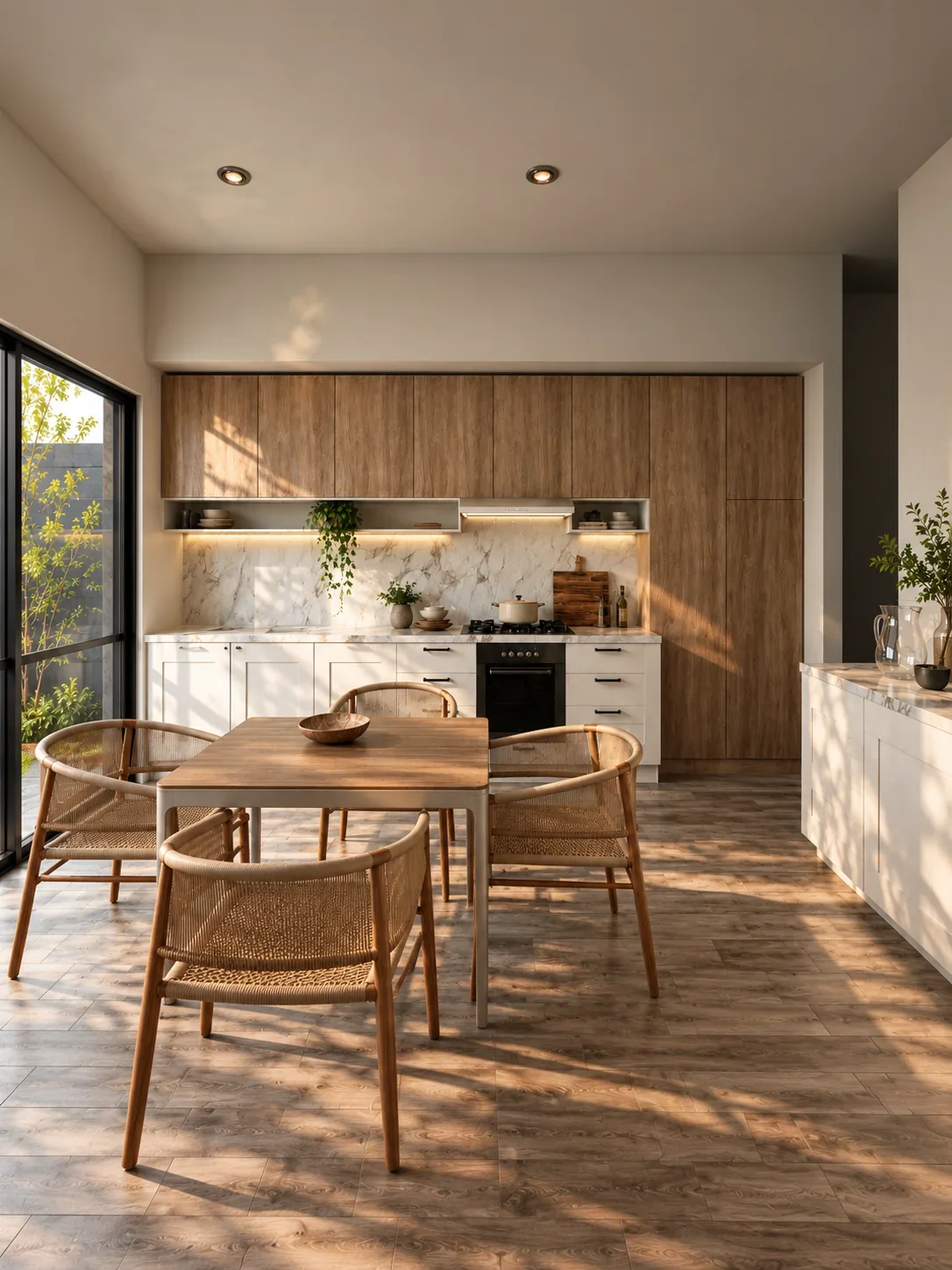 Visualización: Cocina con carpintería de madera en Casa en pendiente